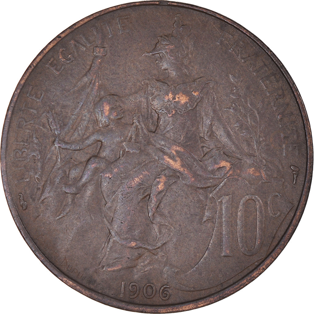 Moneta, Francia, Dupuis, 10 Centimes, 1906, Paris, BB, Bronzo, KM:843