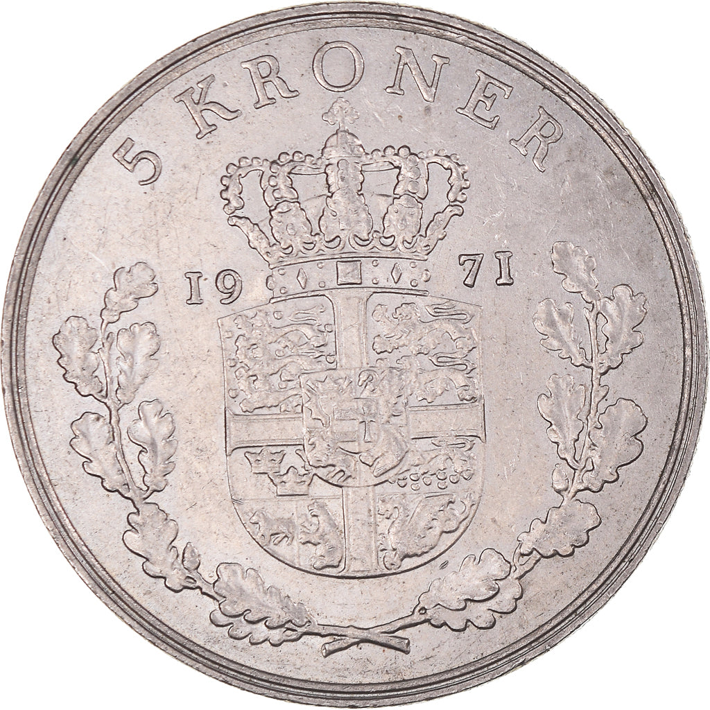 Munten, Denemarken, Frederik IX, 5 Kroner, 1971, Copenhagen, ZF+, Cupro-nikkel