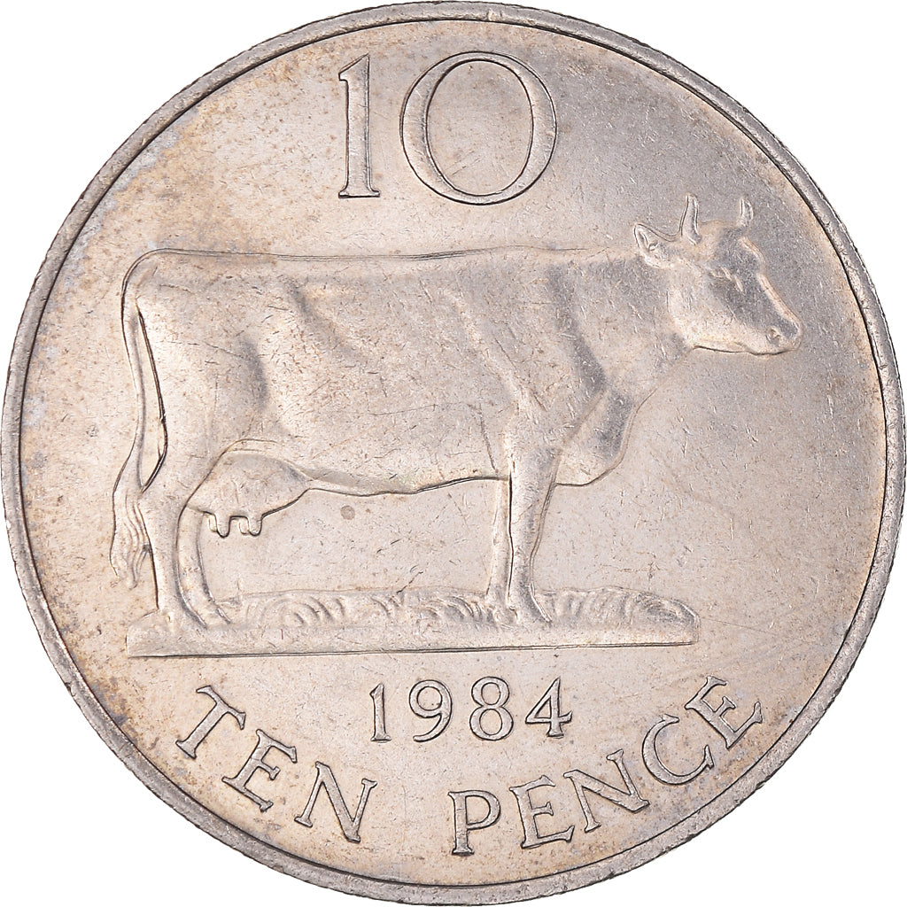 Coin, Guernsey, Elizabeth II, 10 Pence, 1984, AU(55-58), Copper-nickel, KM:30