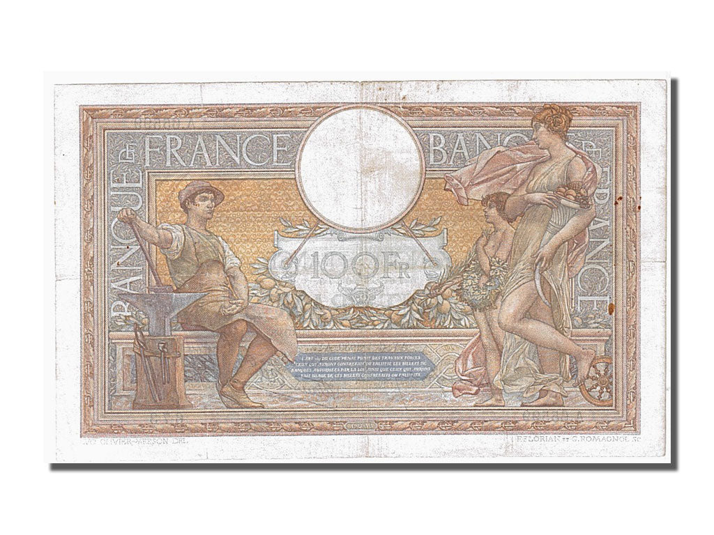 France, 100 Francs, 100 F 1908-1939 ''Luc Olivier Merson'', 1939, KM #86b,...
