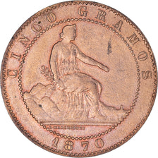 Münze, Spanien, Provisional Government, 5 Centimos, 1870, Madrid, S+, Kupfer