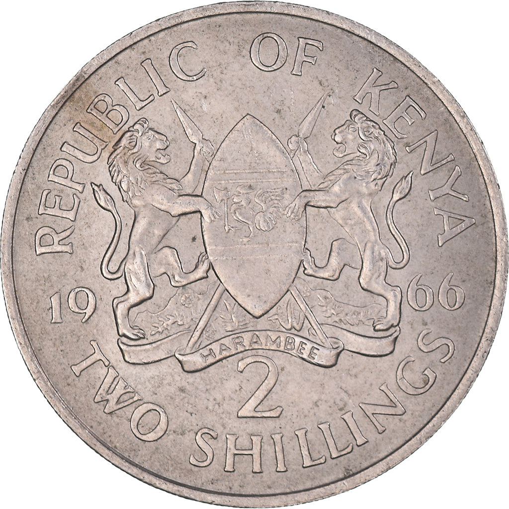 Coin, Kenya, 2 Shillings, 1966, AU(50-53), Copper-nickel, KM:6