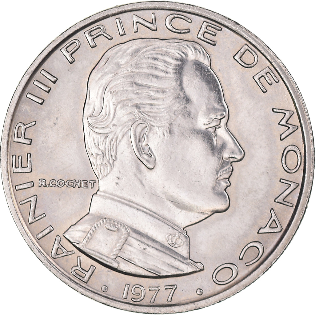 Munten, Monaco, Rainier III, Franc, 1977, PR, Nickel, KM:140, Gadoury:MC 150