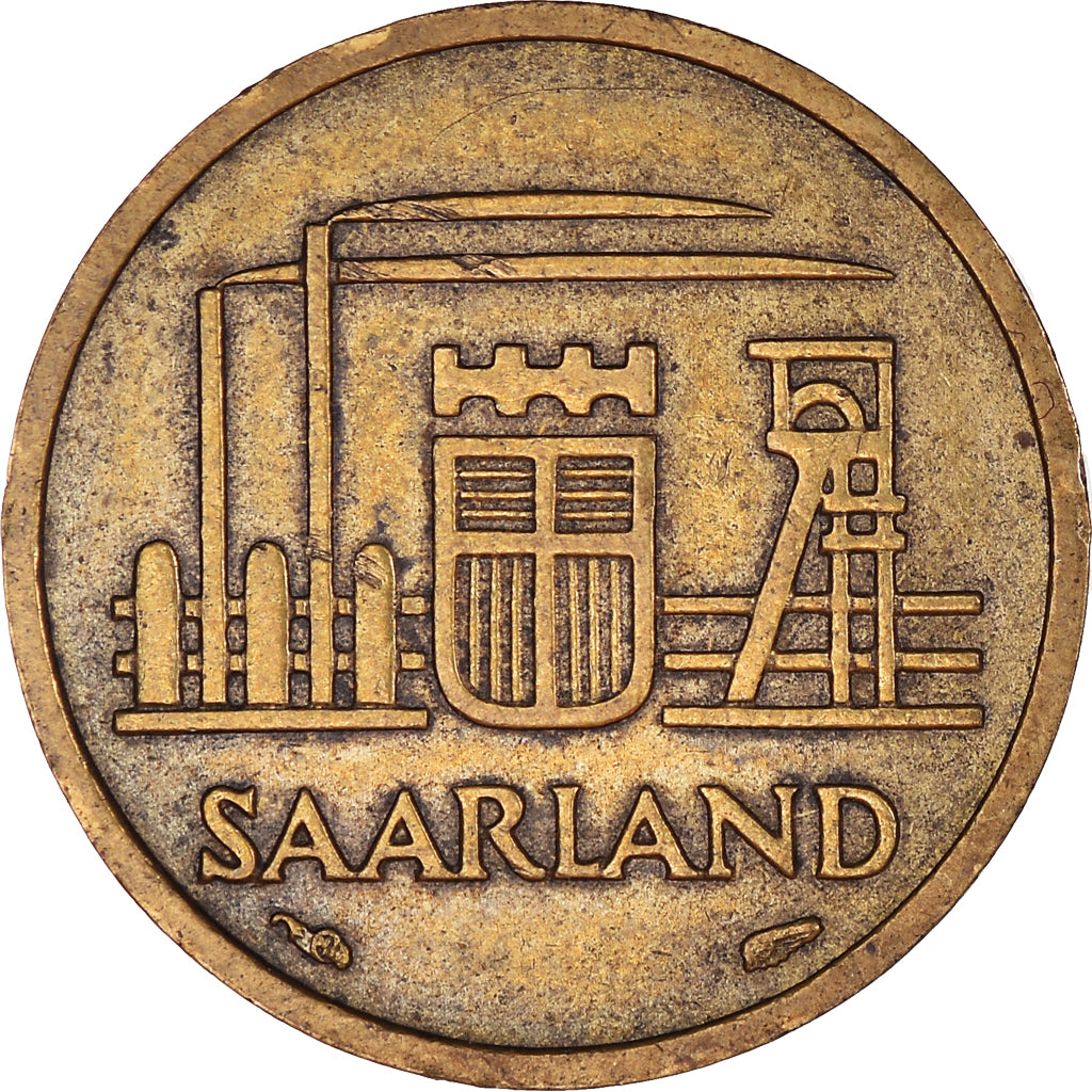 Moneda, SARRE, 10 Franken, 1954, Paris, MBC+, Aluminio - bronce, KM:1, Gadoury:1