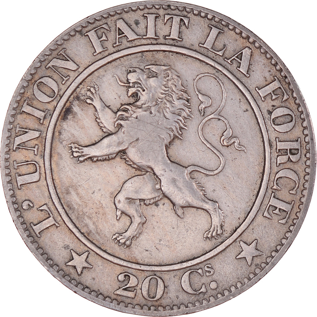 Moneta, Belgio, Leopold I, 20 Centimes, 1861, Brussels, BB, Rame-nichel, KM:20