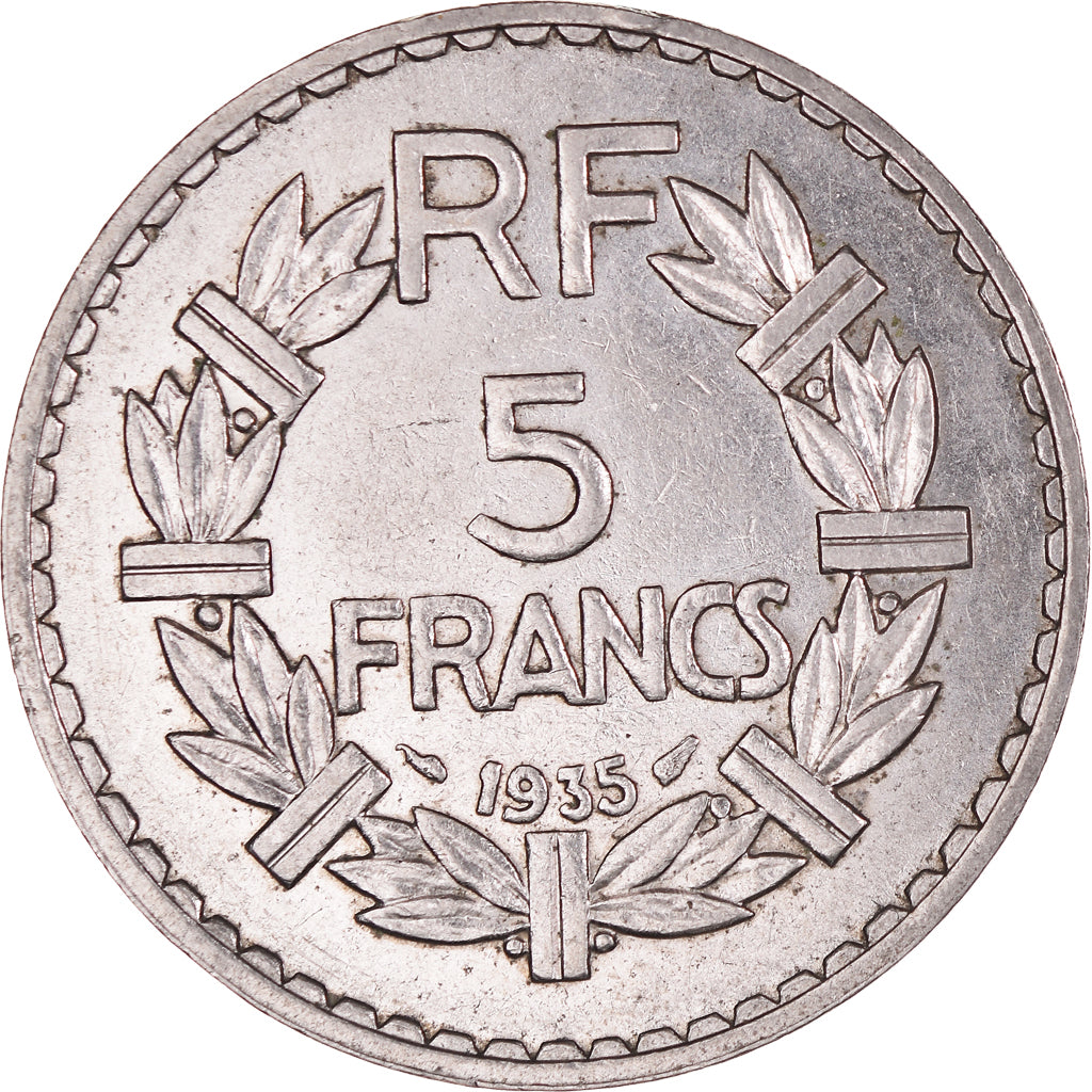 Munten, Frankrijk, Lavrillier, 5 Francs, 1935, Paris, ZF+, Nickel, KM:888