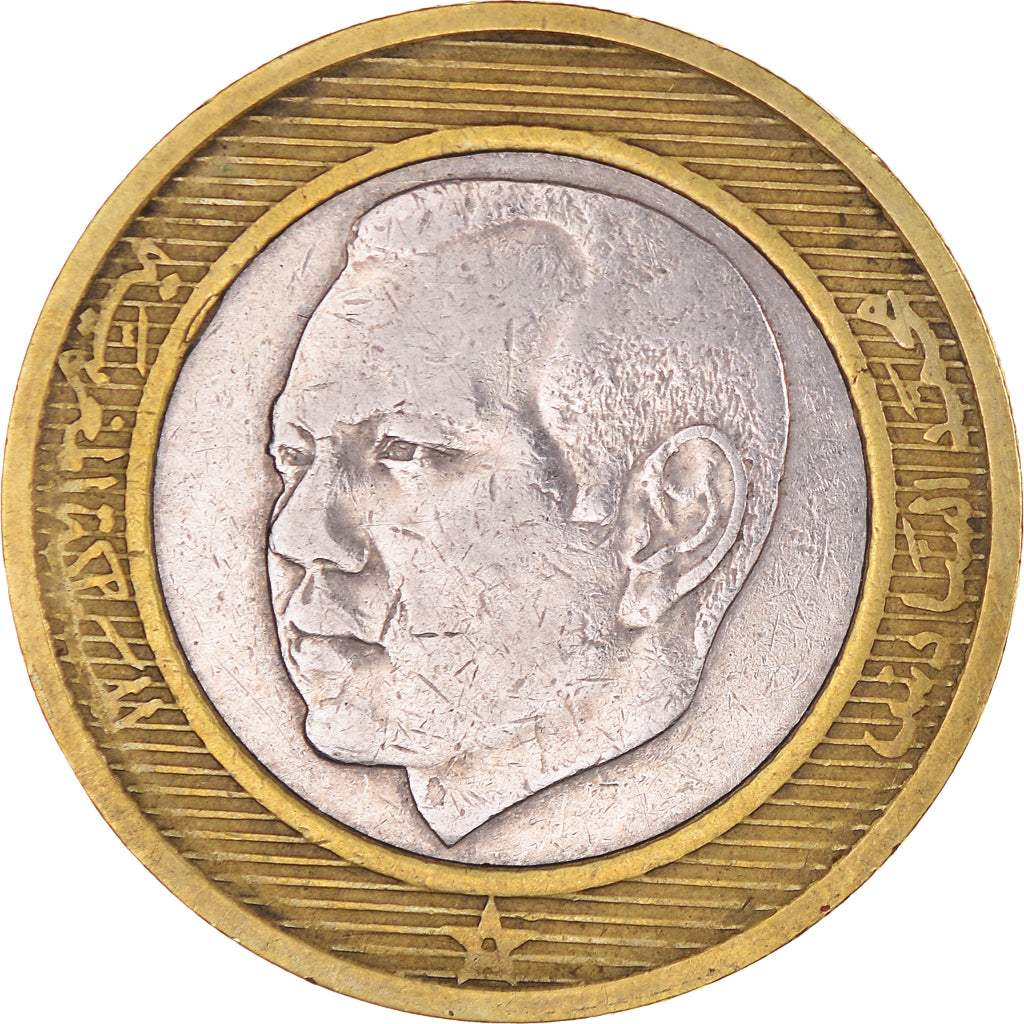 Coin, Morocco, Mohammed VI, 10 Dirhams, 2002/AH1423, EF(40-45), Bi-Metallic