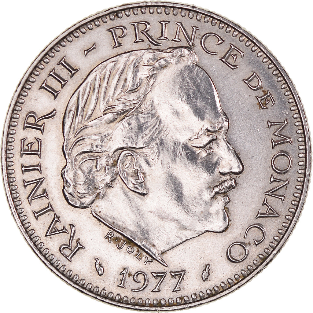 Moneda, Mónaco, Rainier III, 5 Francs, 1977, EBC+, Cobre - níquel, KM:150