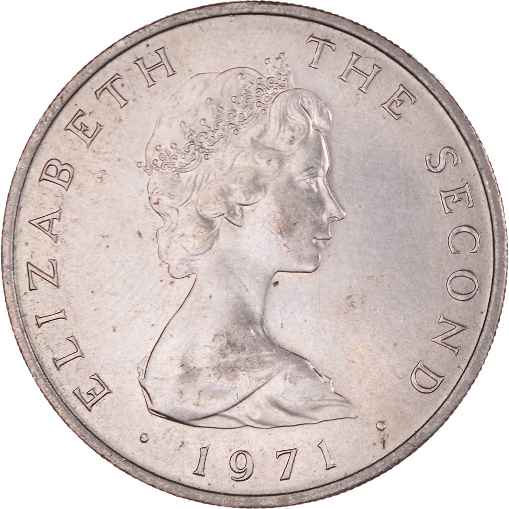 Munten, Eiland Man, Elizabeth II, 10 New Pence, 1971, ZF+, Cupro-nikkel, KM:23