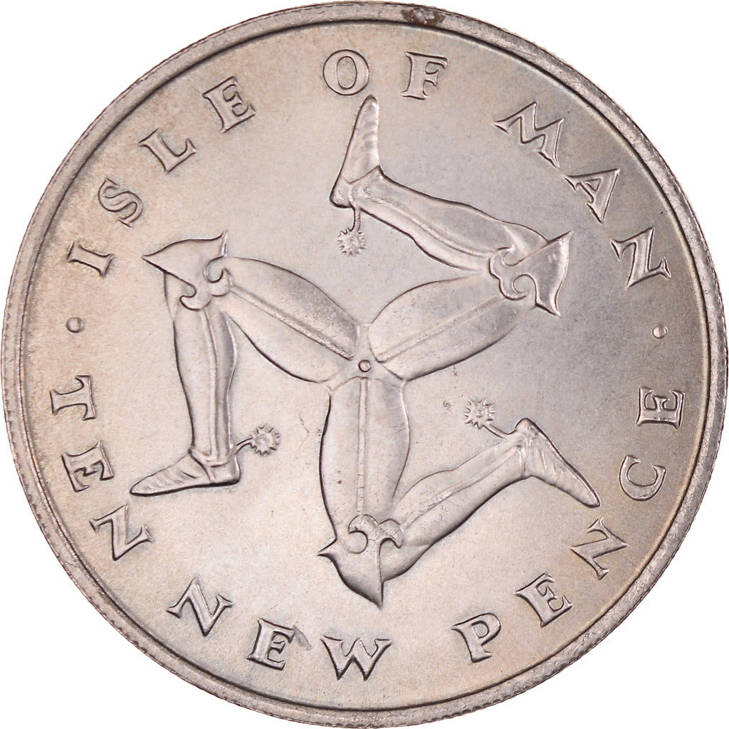 Munten, Eiland Man, Elizabeth II, 10 New Pence, 1971, ZF+, Cupro-nikkel, KM:23