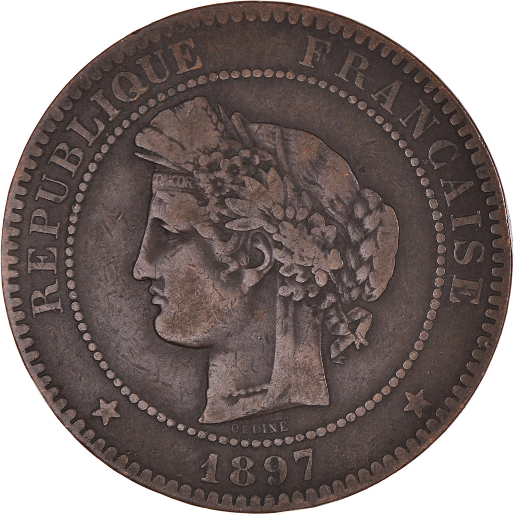 Coin, France, Cérès, 10 Centimes, 1897, Paris, Torche, VF(30-35), Bronze