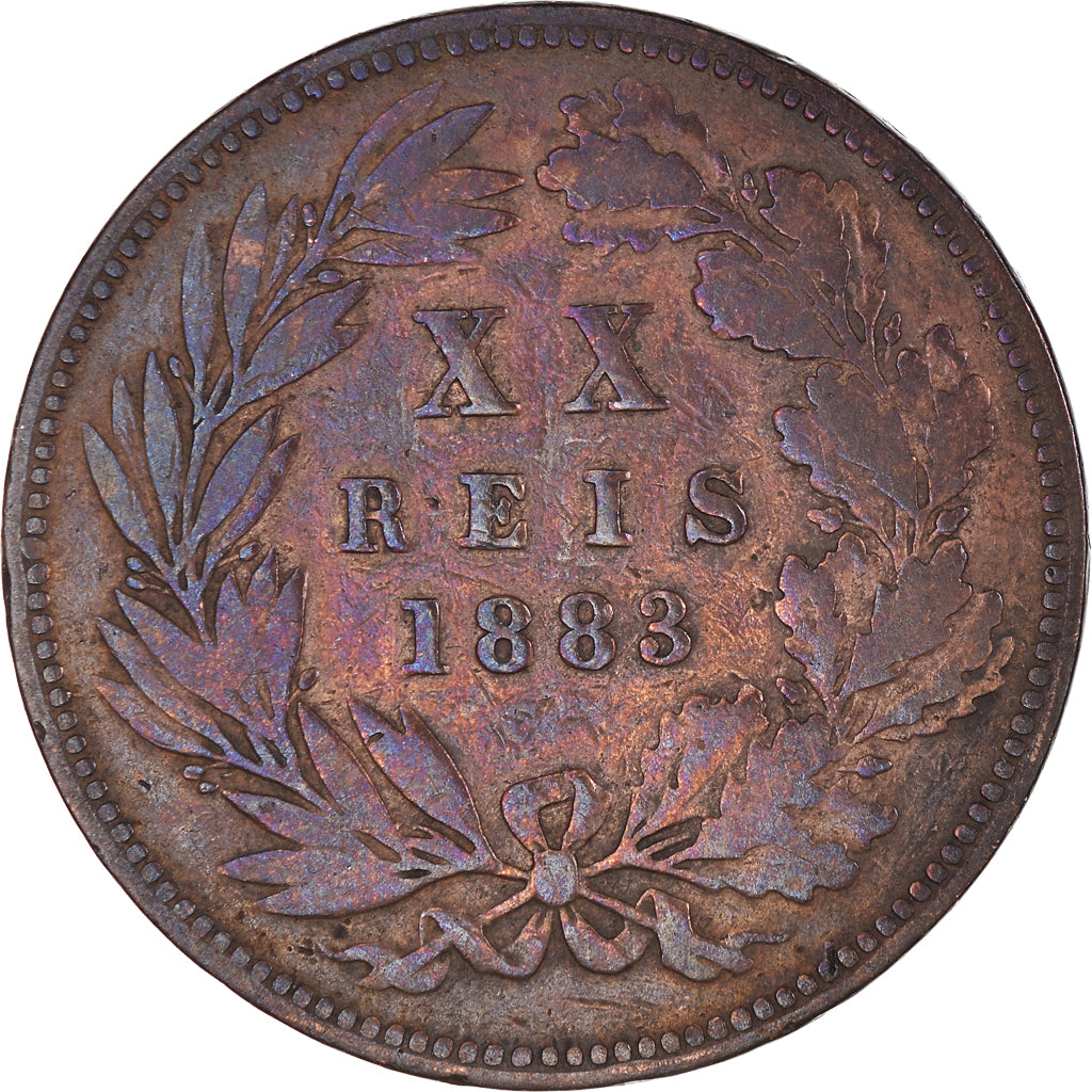 Moneda, Portugal, Luiz I, 20 Reis, 1893, BC+, Bronce, KM:527