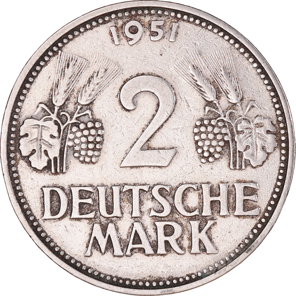 Coin, GERMANY - FEDERAL REPUBLIC, 2 Mark, 1951, Munich, EF(40-45)