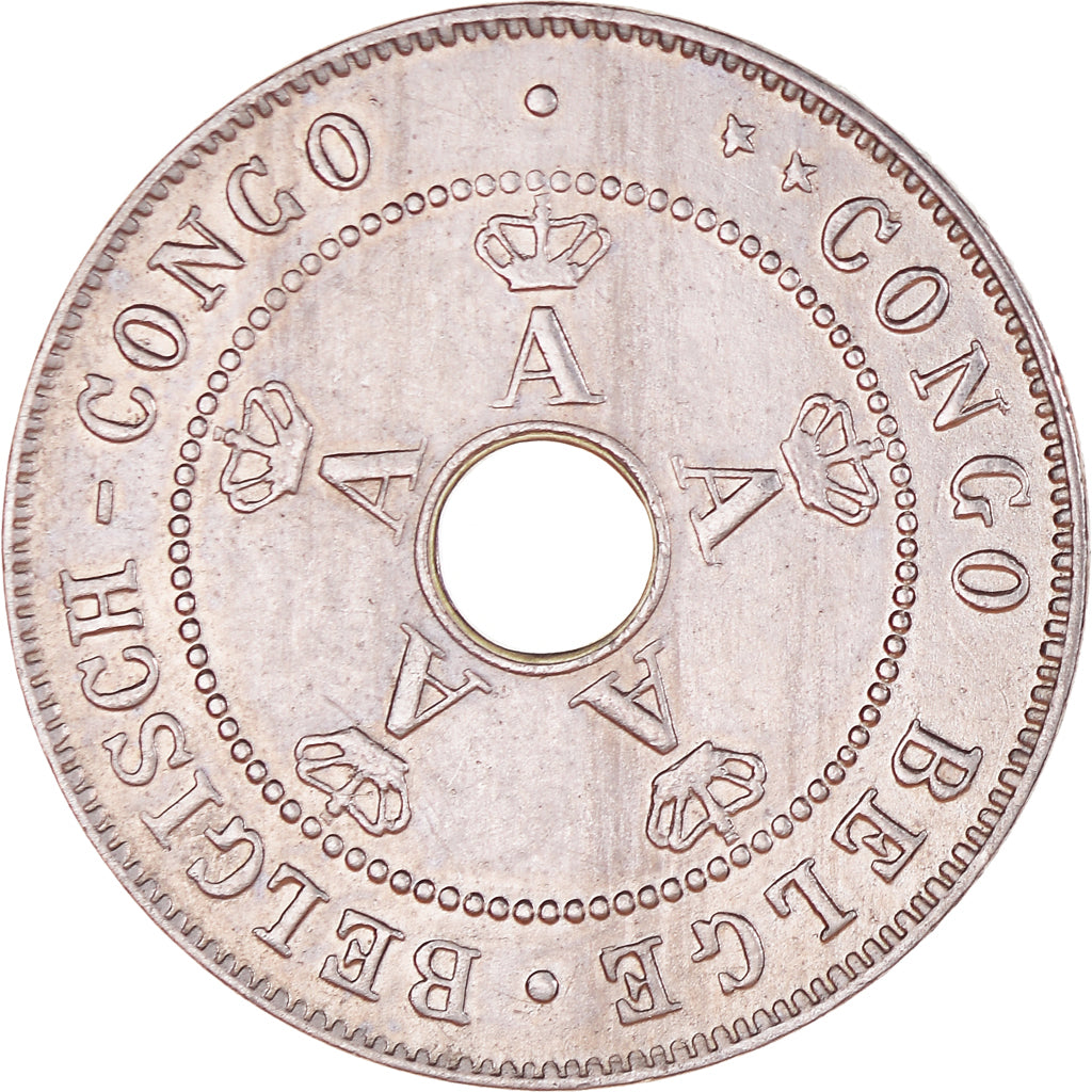 Coin, Belgian Congo, 10 Centimes, 1921, Heaton, AU(50-53), Copper-nickel, KM:18