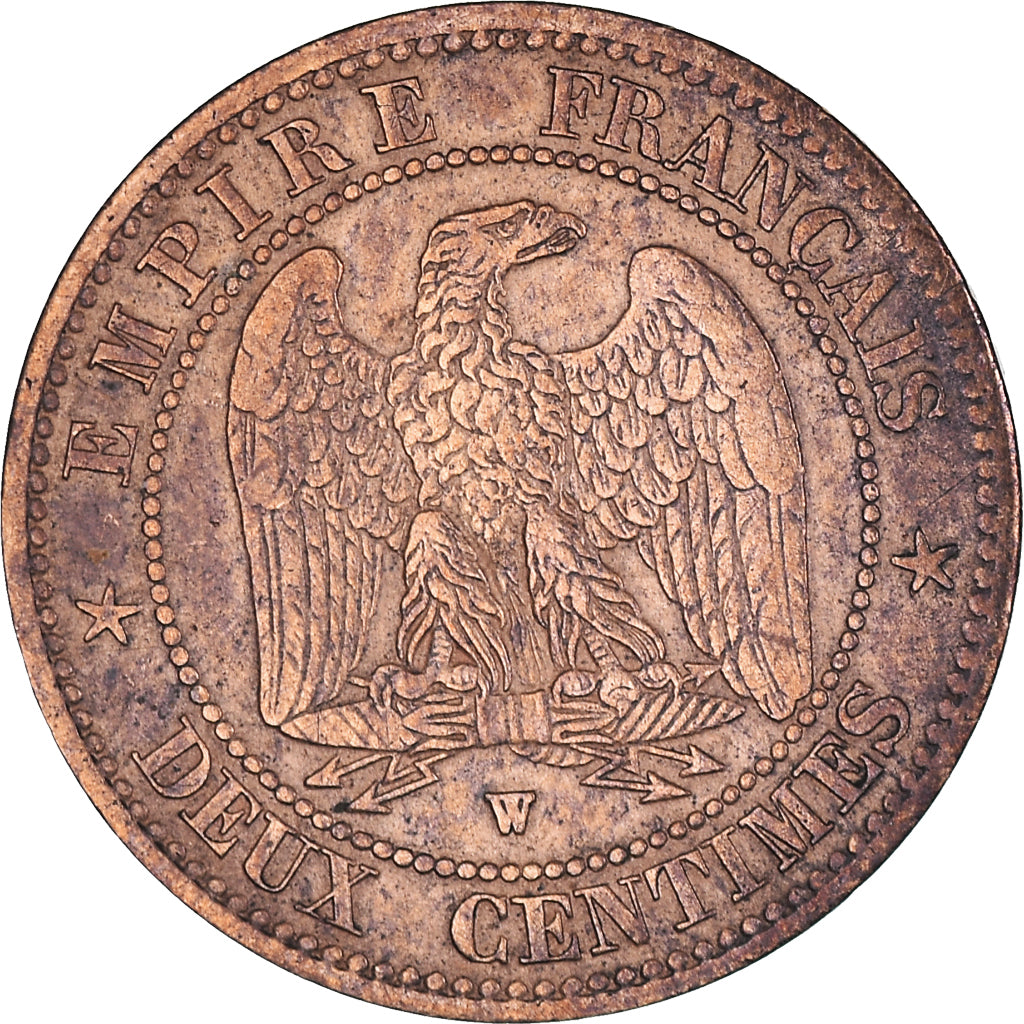 Moneta, Francia, Napoléon III, 2 Centimes, 1854, Lille, MB+, Bronzo, KM:776.7