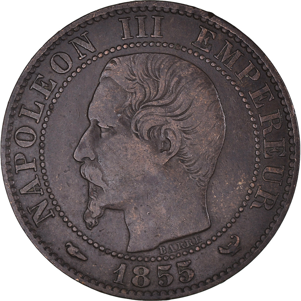 Munten, Frankrijk, Napoléon III, 5 Centimes, 1855, Lille, Chien / Dog, FR+