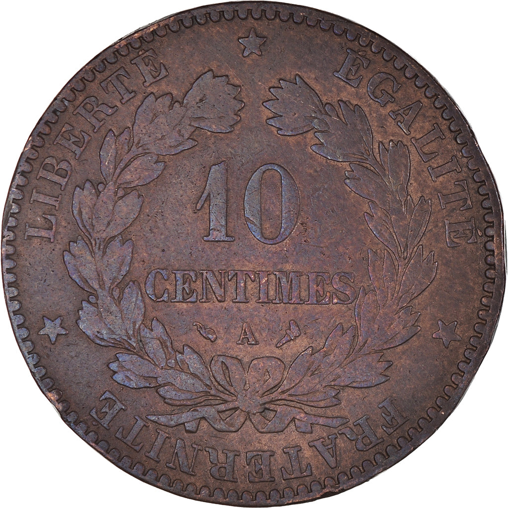 Moeda, França, Cérès, 10 Centimes, 1898, Paris, VF(20-25), Bronze, KM:815.1