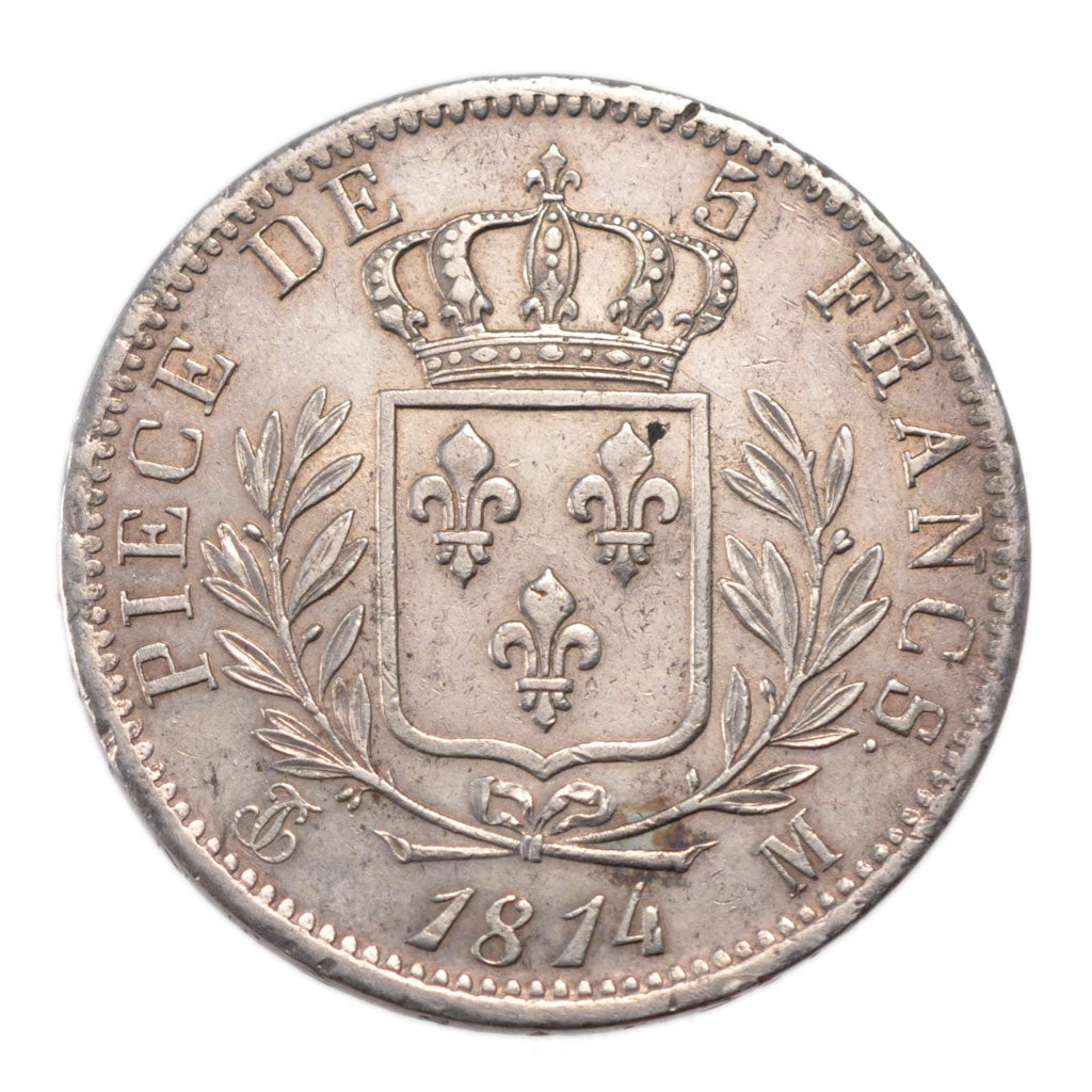 Francia, Louis XVIII, Louis XVIII, 5 Francs, 1814, Toulouse, BB+, Argento, KM...