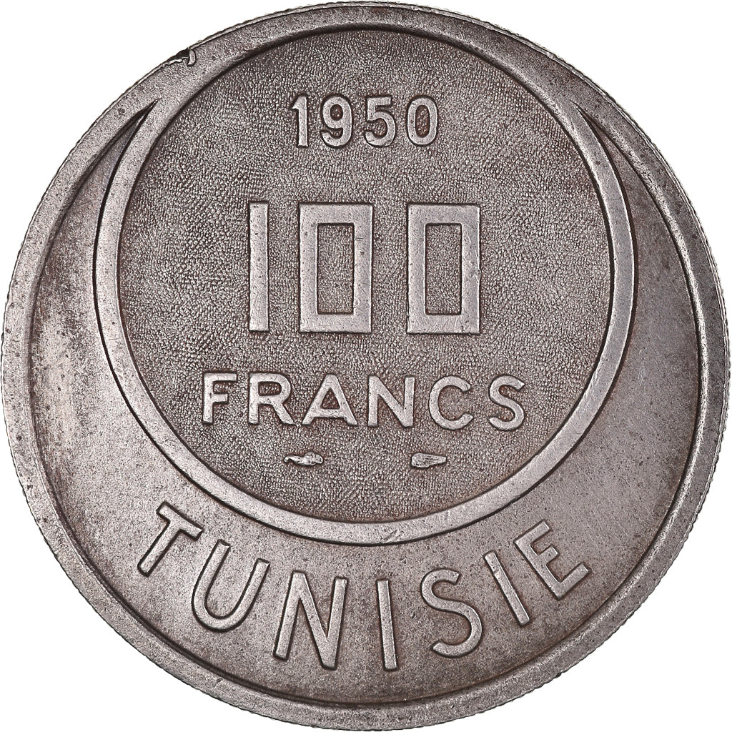 Moneta, Tunisia, Muhammad al-Amin Bey, 100 Francs, 1950, Paris, BB+