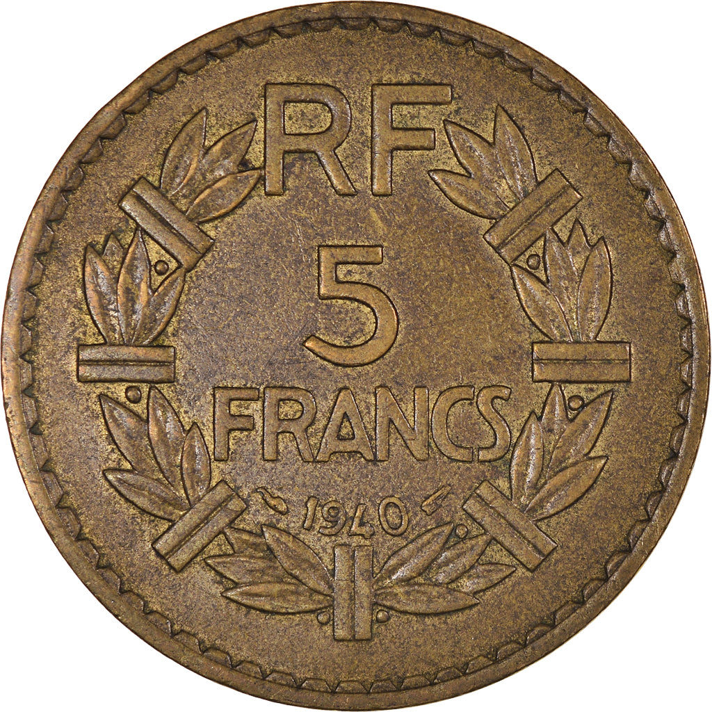 Monnaie, France, Lavrillier, 5 Francs, 1940, TTB+, Bronze-Aluminium