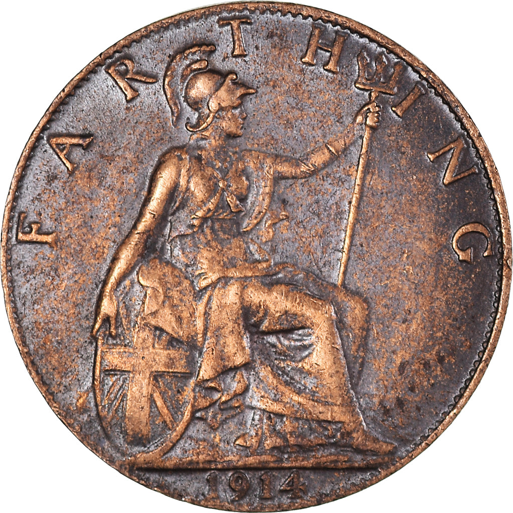 Coin, Great Britain, George V, Farthing, 1914, EF(40-45), Bronze, KM:808.1