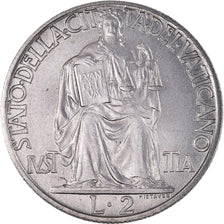 Moneda, CIUDAD DEL VATICANO, Pius XII, 2 Lire, 1942, Rome, MBC+, Acero