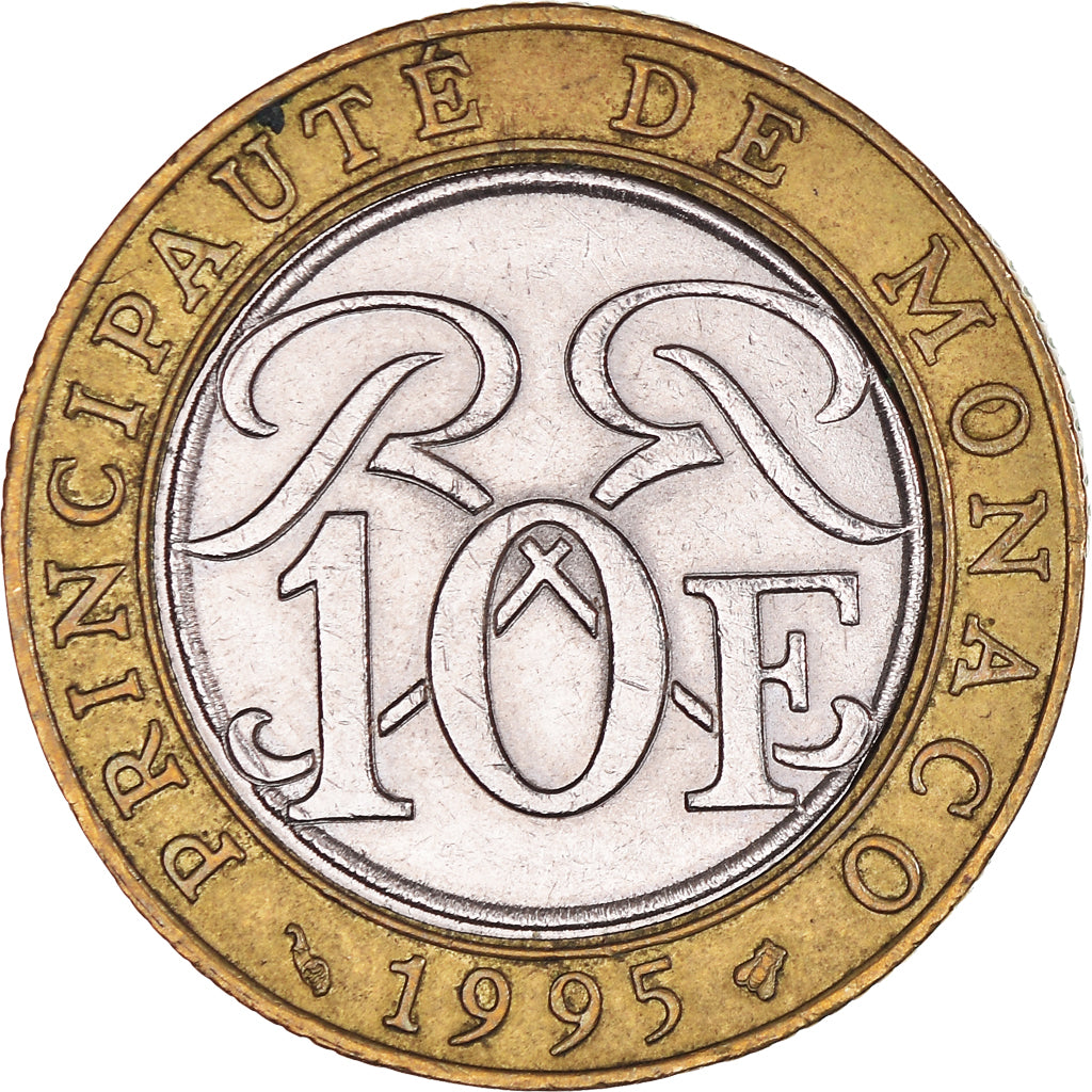 Coin, Monaco, Rainier III, 10 Francs, 1995, AU(50-53), Bi-Metallic, KM:163