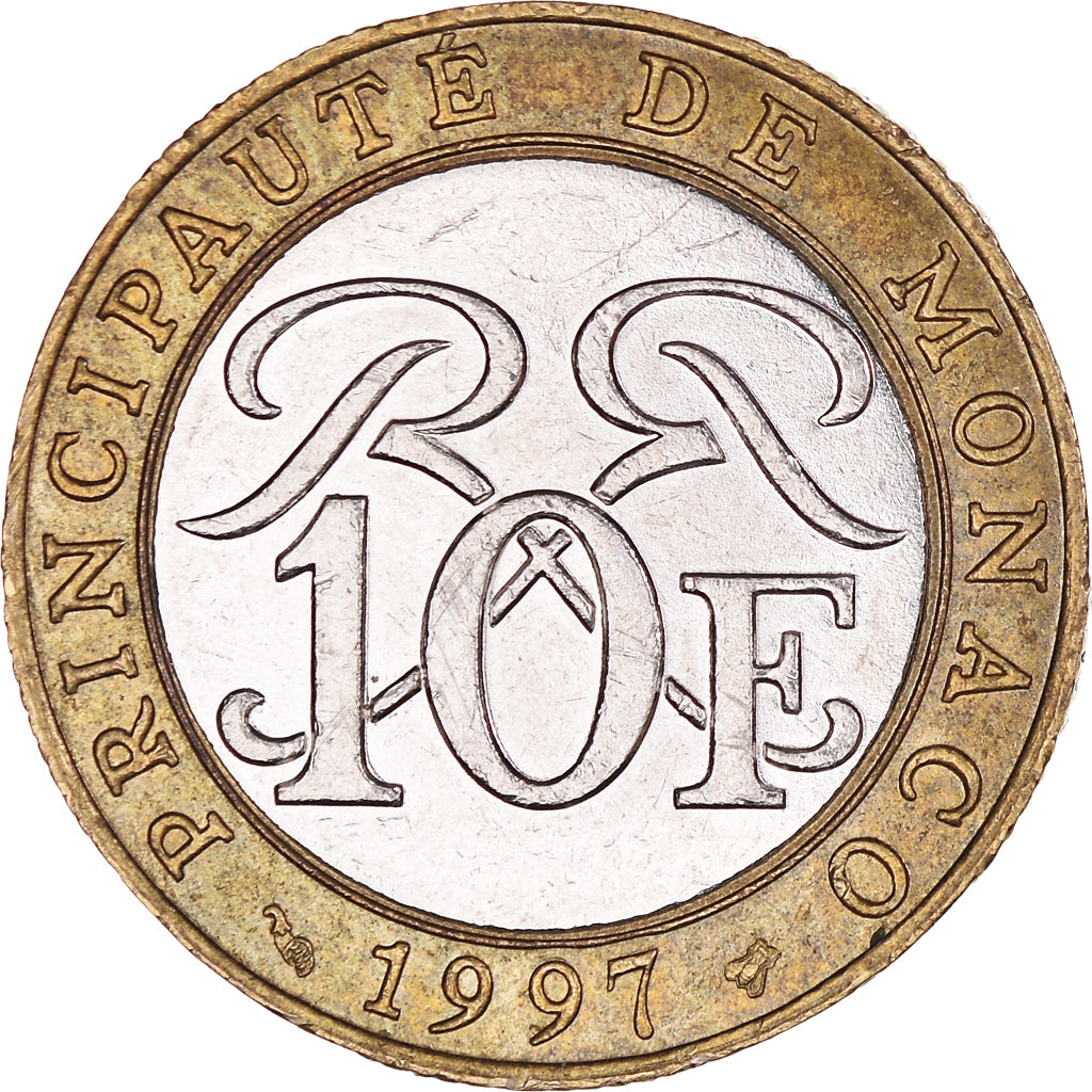 Coin, Monaco, Rainier III, 10 Francs, 1997, AU(50-53), Bi-Metallic, KM:163
