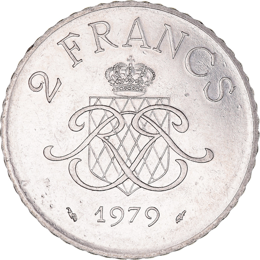 Moeda, Mónaco, Rainier III, 2 Francs, 1979, AU(55-58), Níquel, KM:157
