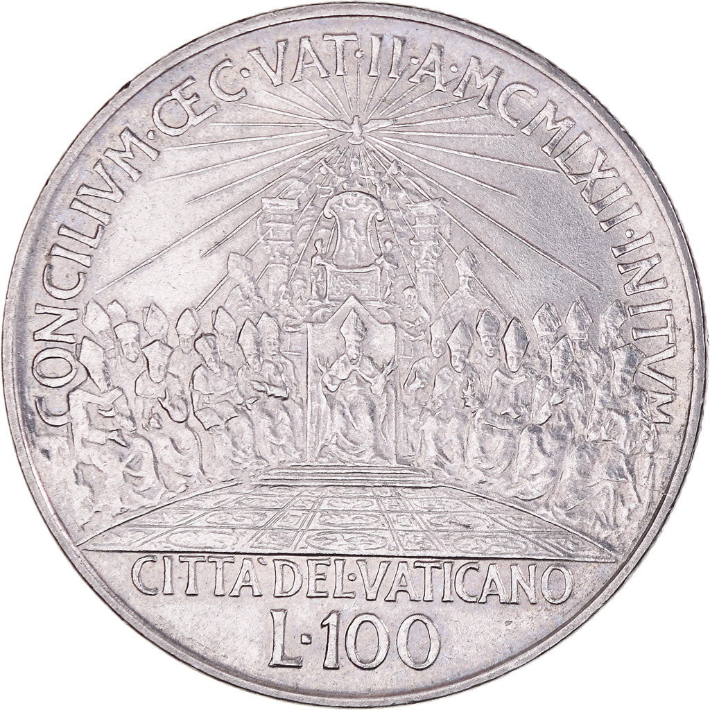 Coin, VATICAN CITY, John XXIII, 100 Lire, 1962, Rome, AU(50-53), Stainless