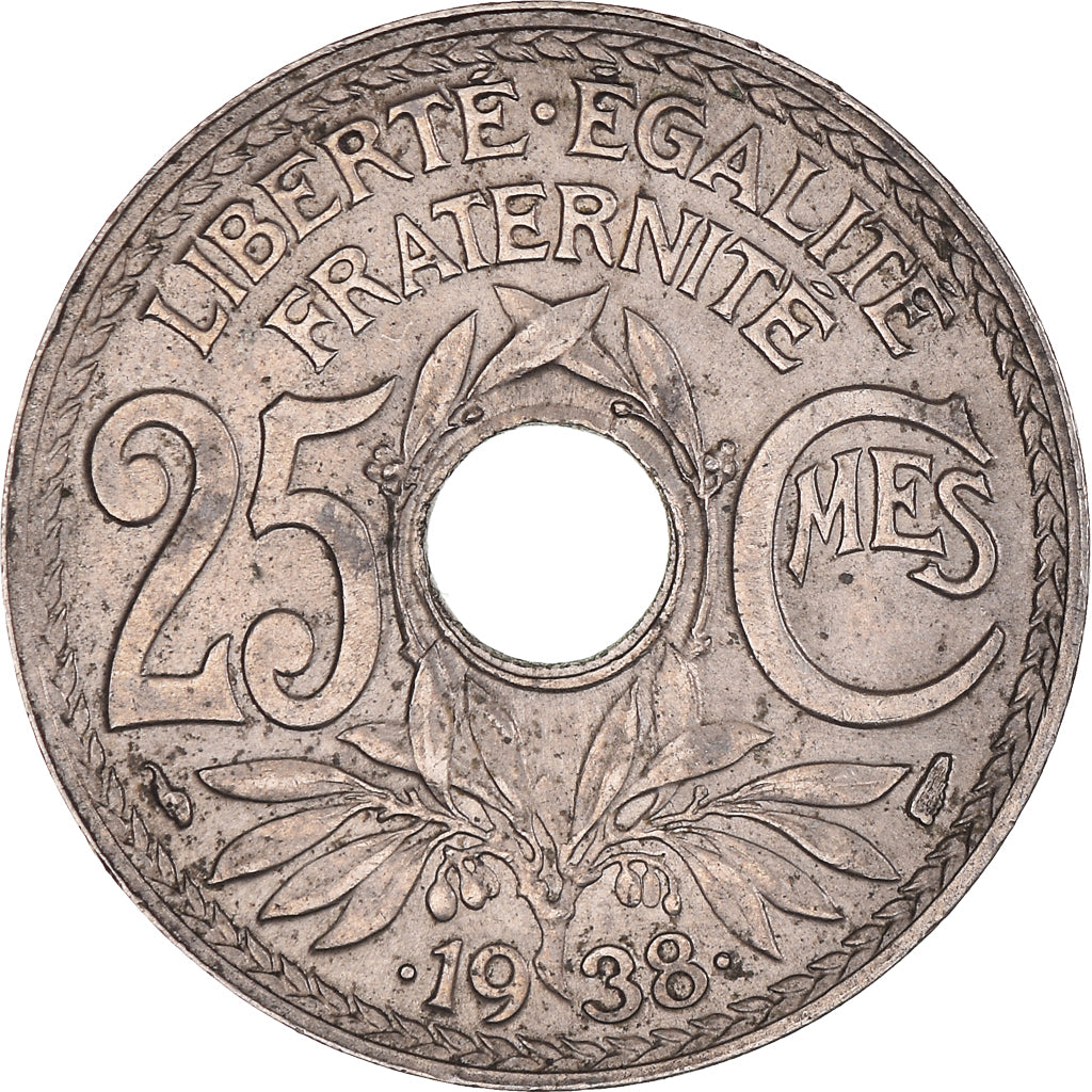 Münze, Frankreich, Lindauer, 25 Centimes, .1938., SS+, Nickel-Bronze, KM:867b