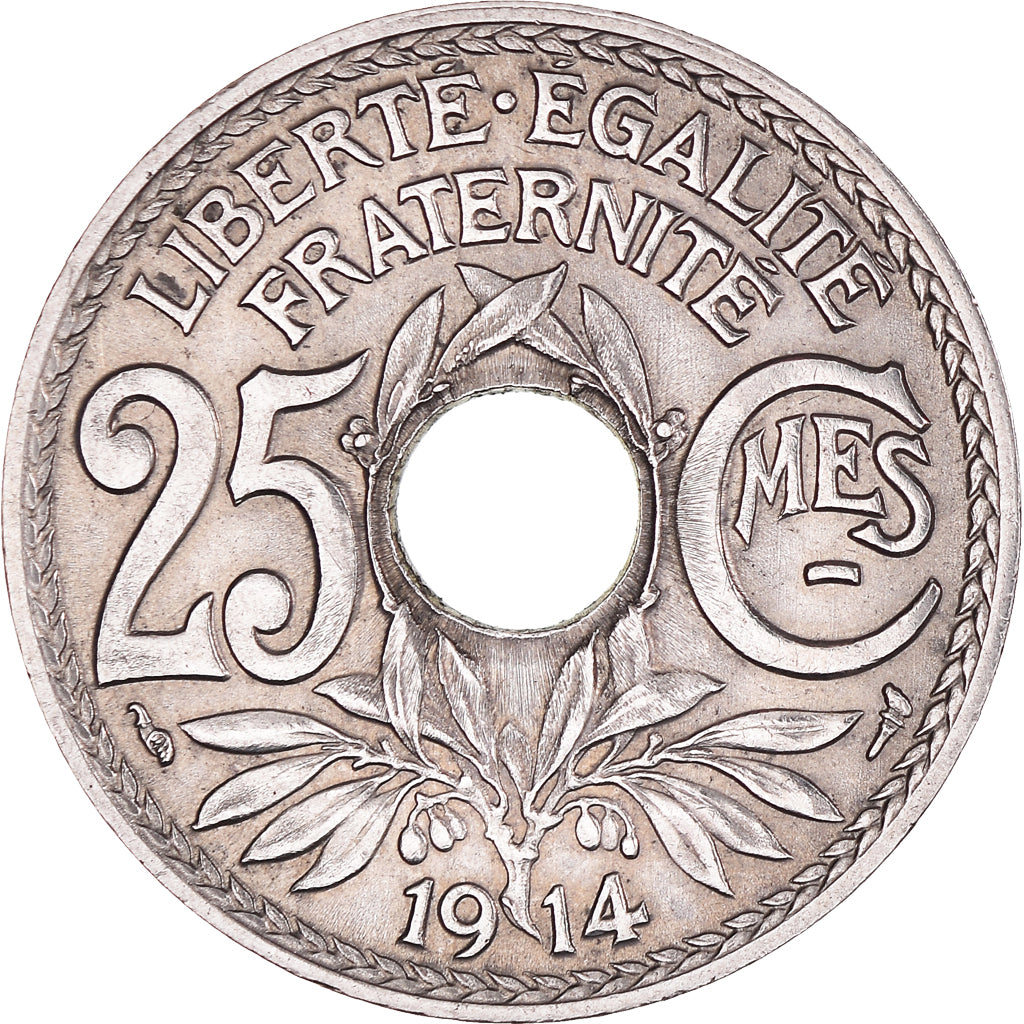 Münze, Frankreich, Lindauer, 25 Centimes, 1914, SS, Nickel