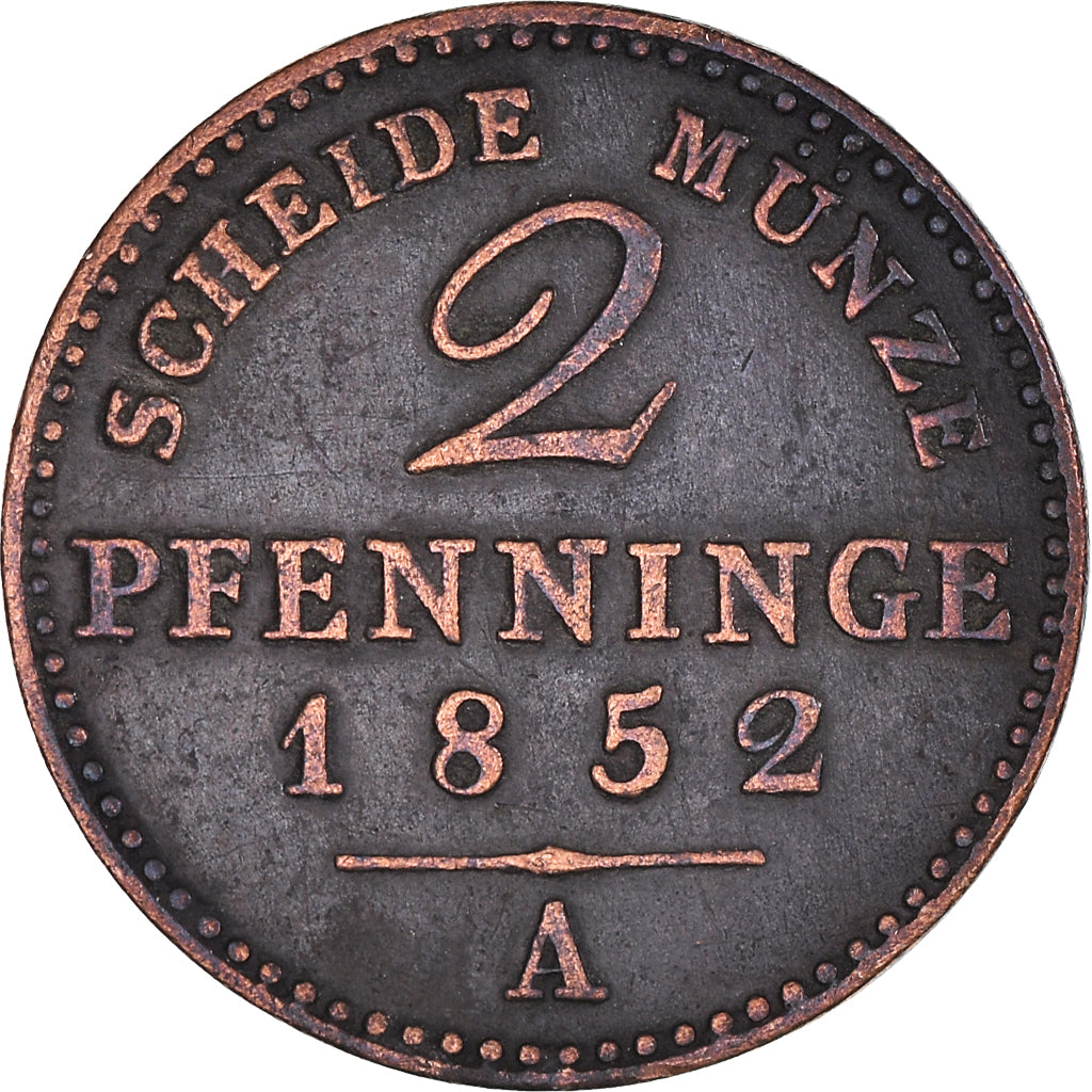 Münze, Deutsch Staaten, PRUSSIA, Friedrich Wilhelm IV, 2 Pfennig, 1852, Berlin