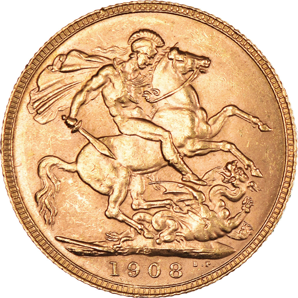 Coin, Australia, Edward VII, Sovereign, 1908, Perth, AU(55-58), Gold, KM:15