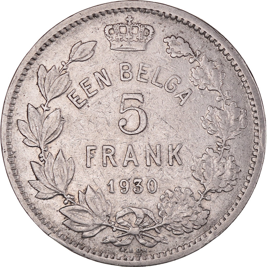 Münze, Belgien, Albert I, 5 Francs, 5 Frank, 1930, Position A, SS, Nickel