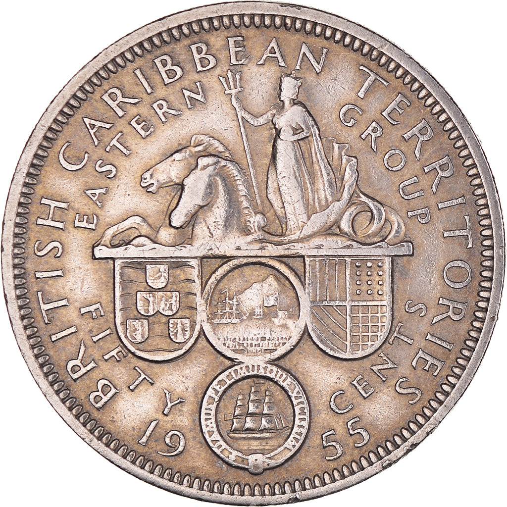 Coin, East Caribbean States, Elizabeth II, 50 Cents, 1955, EF(40-45)