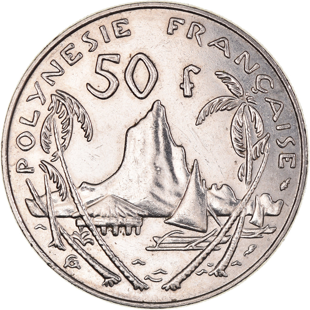 Moeda, Polinésia Francesa, 50 Francs, 1985, Paris, AU(55-58), Níquel, KM:13