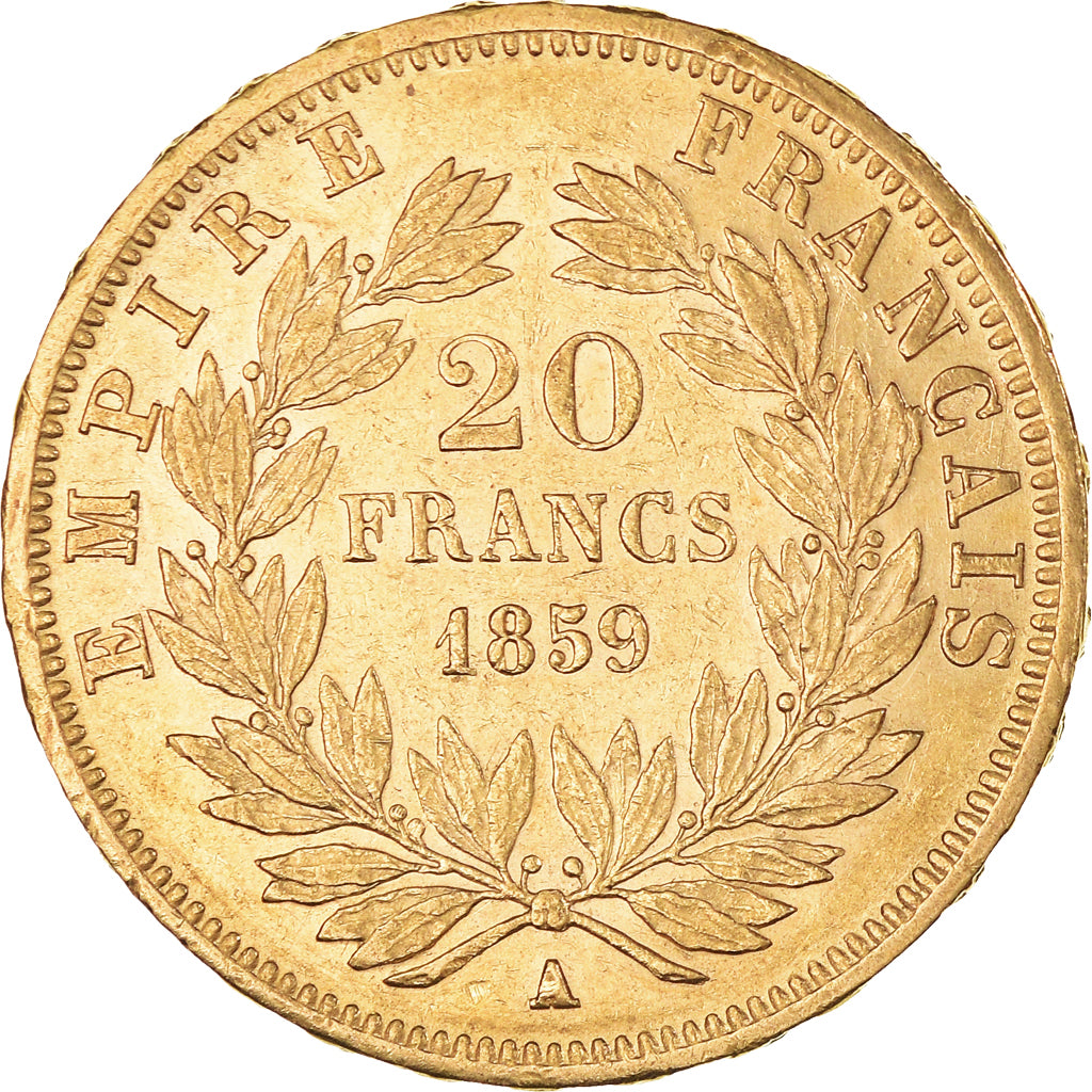 Coin, France, Napoleon III, 20 Francs, 1859, Paris, AU(55-58), Gold, KM:781.1