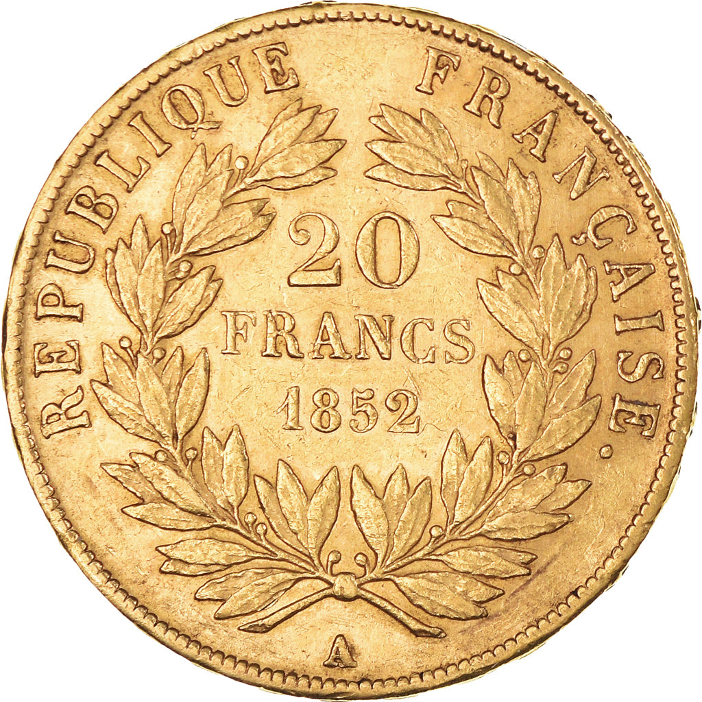 Münze, Frankreich, 20 Francs, 1852, Paris, SS+, Gold, KM:774, Gadoury:1060