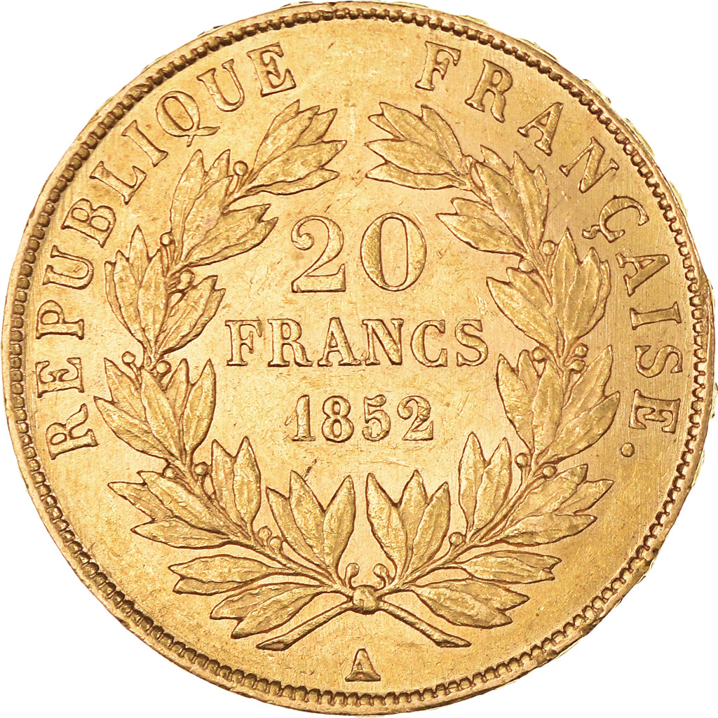 Coin, France, Napoleon III, 20 Francs, 1852, Paris, AU(55-58), Gold, KM:774