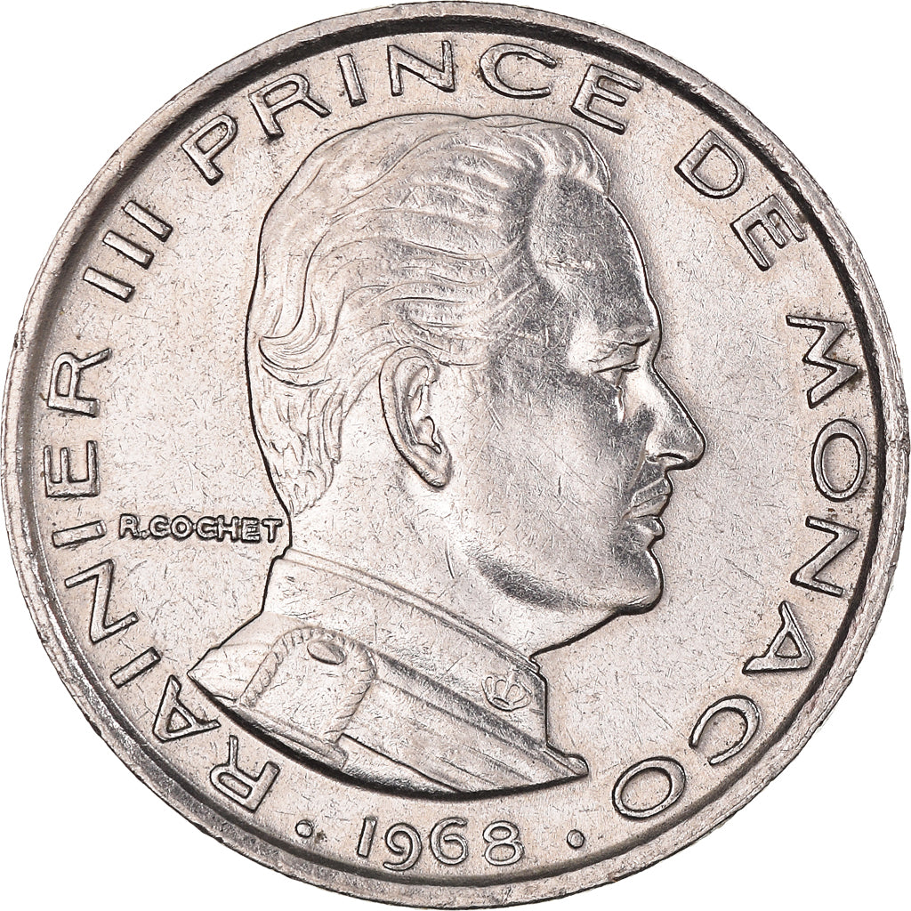 Coin, Monaco, Rainier III, Franc, 1968, AU(55-58), Nickel, KM:140, Gadoury:MC