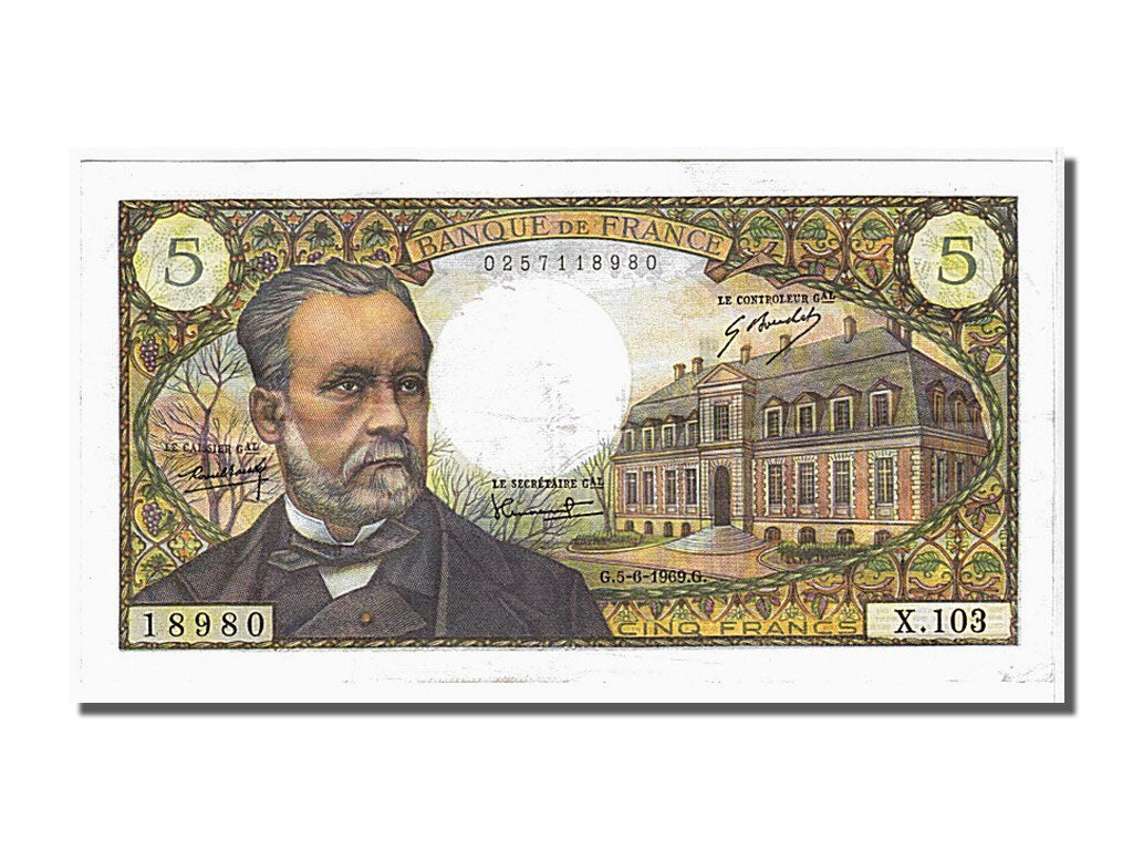 Banknote, France, 5 Francs, 5 F 1966-1970 ''Pasteur'', 1969, 1969-06-05
