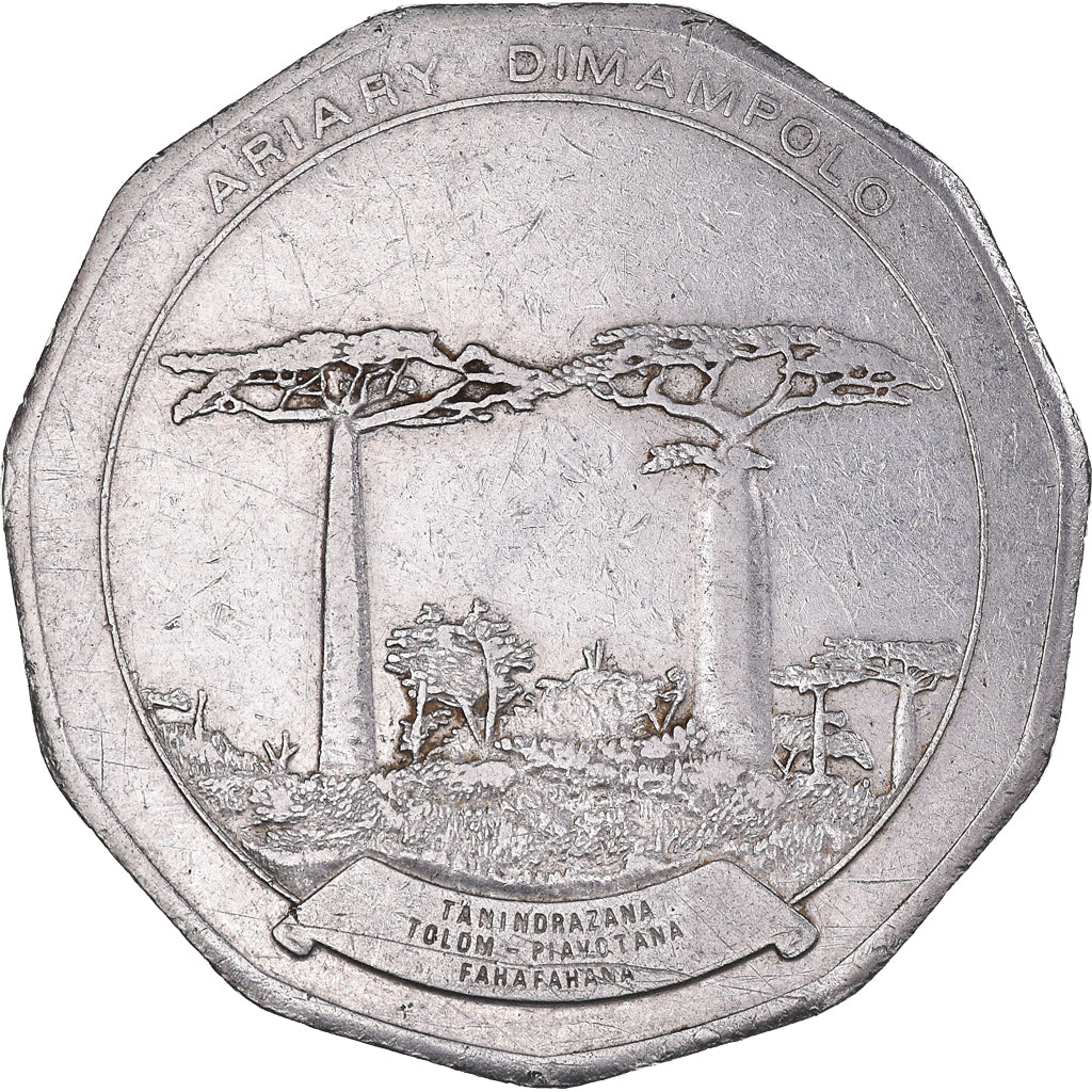 Coin, Madagascar, 50 Ariary, 1992, EF(40-45), Stainless Steel, KM:20