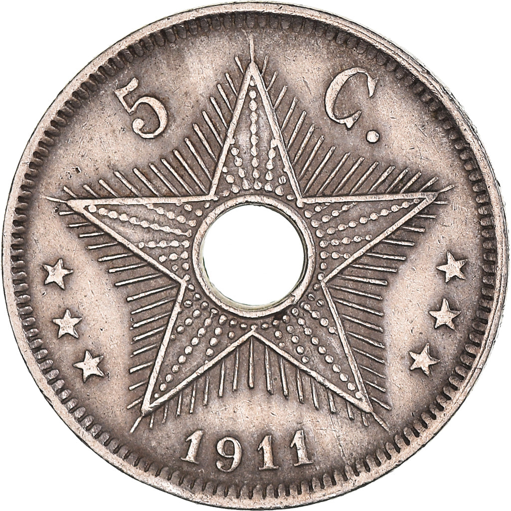 Coin, Belgian Congo, Albert I, 5 Centimes, 1911, EF(40-45), Copper-nickel, KM:17