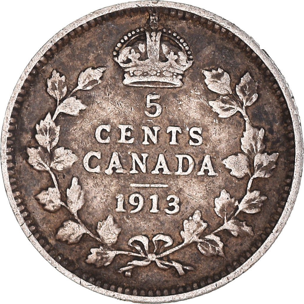 Moneta, Canada, George V, 5 Cents, 1913, Royal Canadian Mint, Ottawa, BB