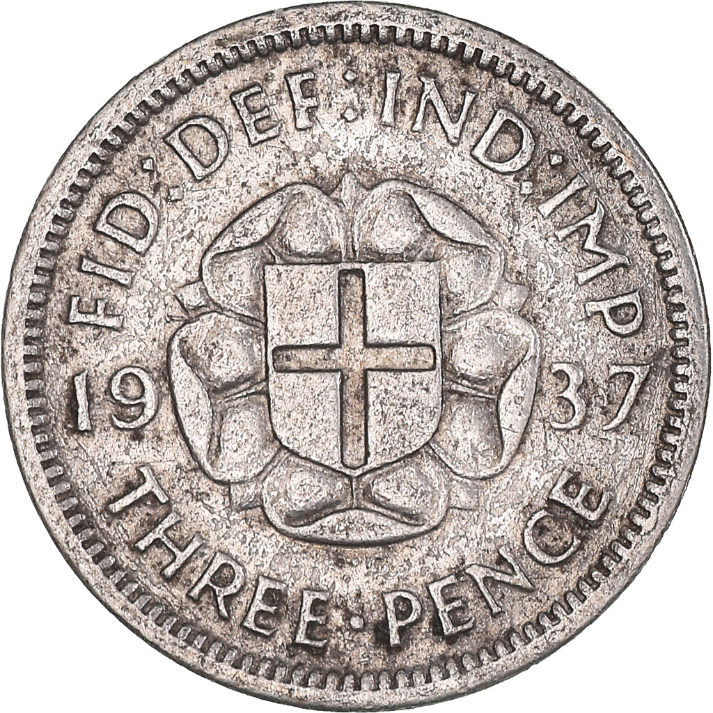 Moneta, Gran Bretagna, George VI, 3 Pence, 1937, MB, Argento, KM:848