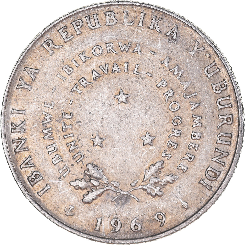 Moneda, Burundi, 5 Francs, 1969, Brussels, Belgium, EBC, Aluminio, KM:16