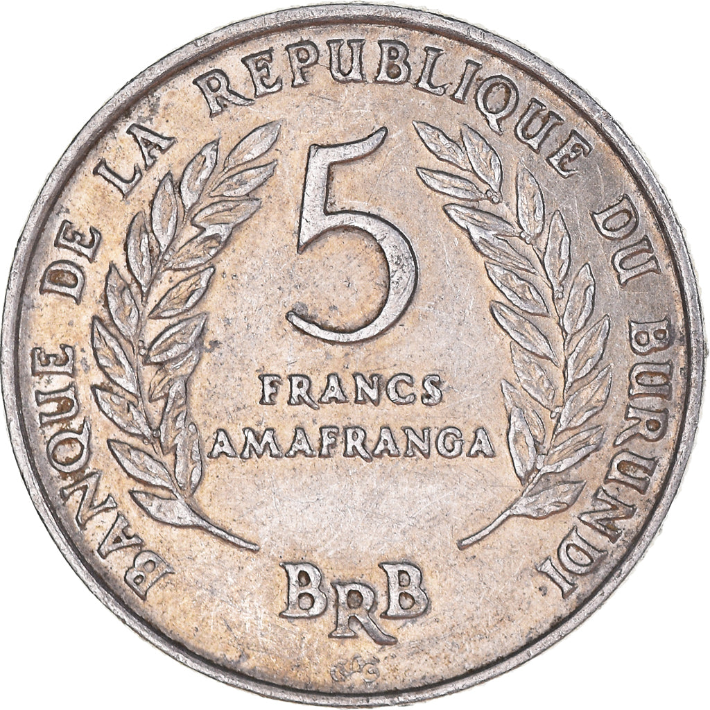 Moneda, Burundi, 5 Francs, 1969, Brussels, Belgium, EBC, Aluminio, KM:16