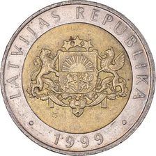 Monnaie, Lettonie, 2 Lati, 1999, TTB, Bimétallique, KM:38