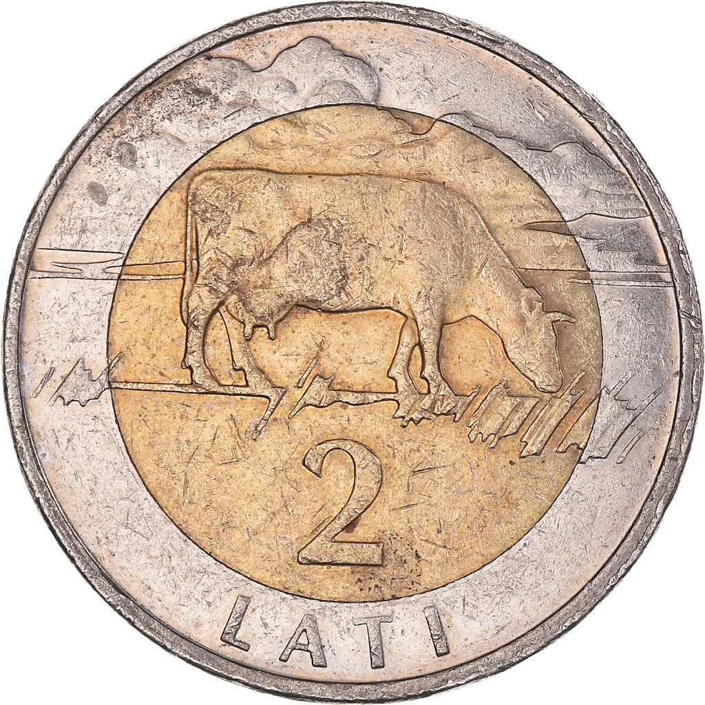 Monnaie, Lettonie, 2 Lati, 1999, TTB, Bimétallique, KM:38
